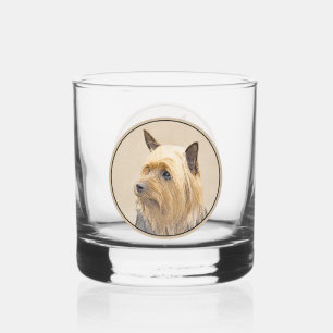 Silky Terrier Painting - Cute Original Dog Art Whiskey Glass