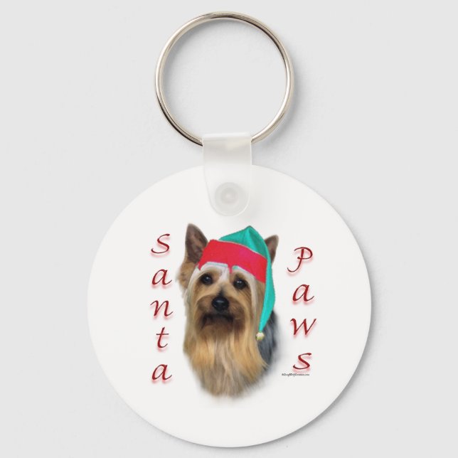 Silky Terrier Santa Paws Key Ring (Front)