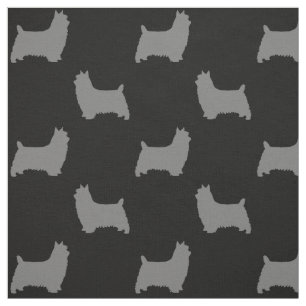 Silky Terrier Silhouettes Pattern Fabric