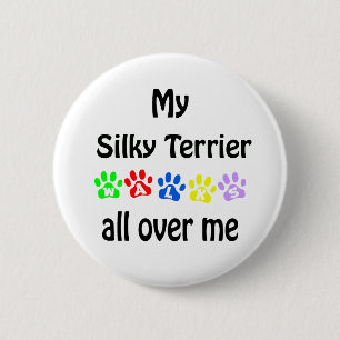 Silky Terrier Walks Design 6 Cm Round Badge