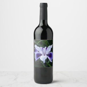 Silky White Purple Flower Wine Label