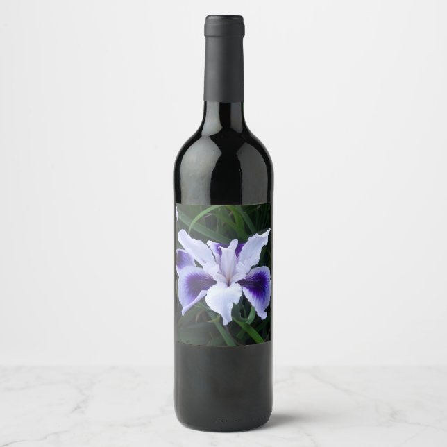 Silky White Purple Flower Wine Label (Front)
