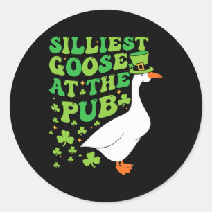 Silliest Goose At The Pub Funny Shamrock St Patric Classic Round Sticker