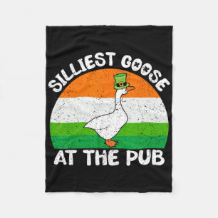 Silliest Goose At The Pub Funny Shamrock St Patric Fleece Blanket