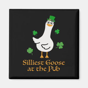 Silliest Goose At The Pub Whimsical Laughter Shamr Magnet