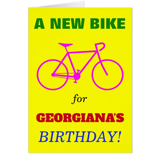 Silly "A NEW BIKE for NAME’S BIRTHDAY!" (Front)