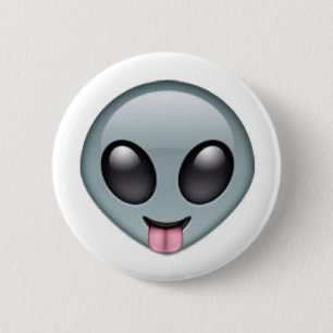 Silly Alien Emoji 6 Cm Round Badge