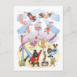 Silly animal circus postcard