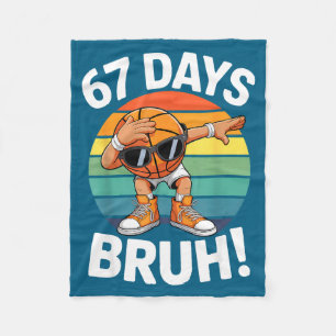 Silly Basketball Dabbing Bruh 67 School Days Teach Fleece Blanket