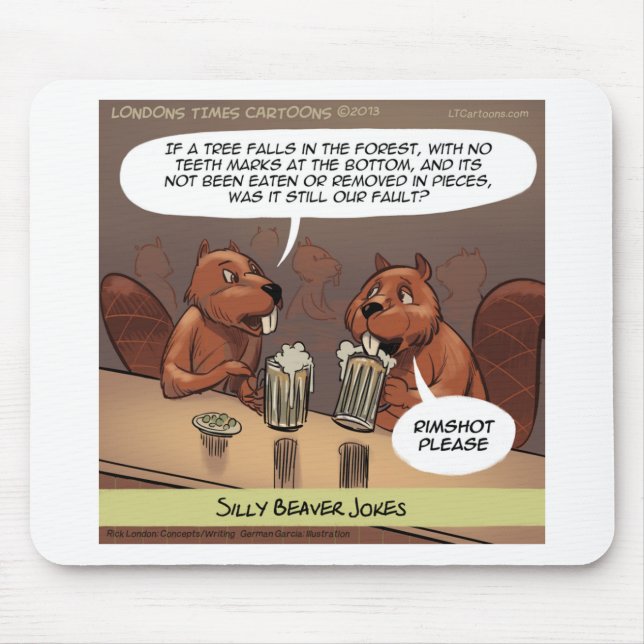 Silly Beaver Jokes Funny Cartoon Mouse Pad (Front)