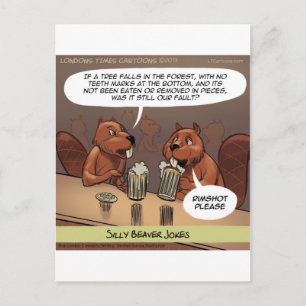 Silly Beaver Jokes Funny Cartoon Postcard
