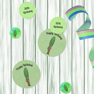 Silly Big Green Pickle Head Man Surprised Face Confetti
