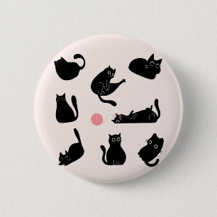 Silly Black Cats 6 Cm Round Badge