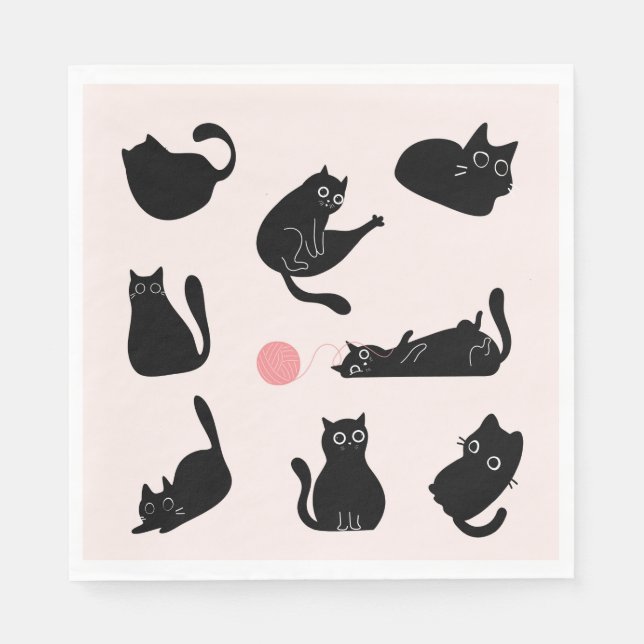 Silly Black Cats Napkin (Front)