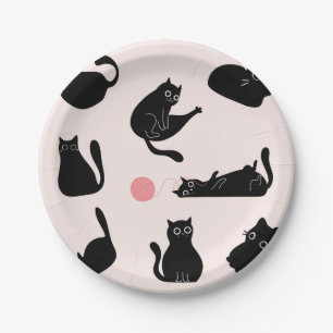 Silly Black Cats Paper Plate