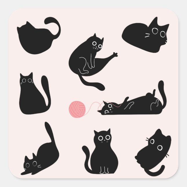  Silly Black Cats Square Sticker (Front)