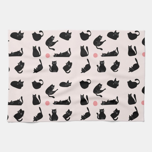 Silly Black Cats Tea Towel (Horizontal)
