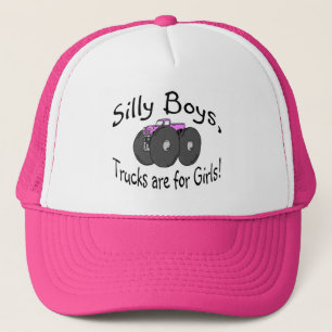 Silly Boys Trucks Are For Girls Pink Trucker Hat