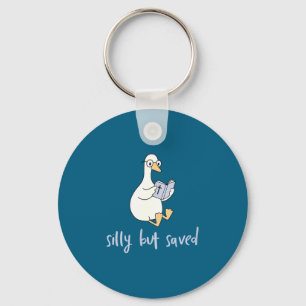 Silly But Saved, Goose Reading Holy Bible, Cute Ch Key Ring