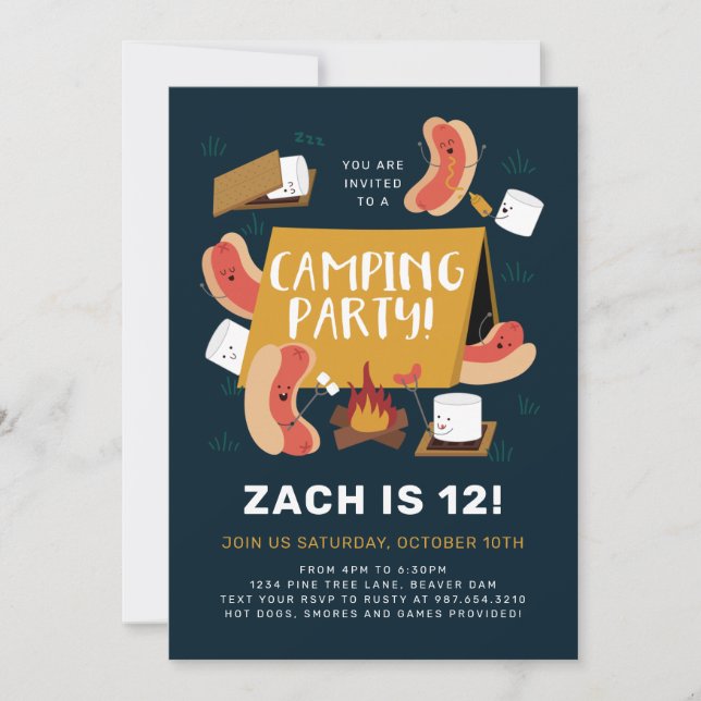 Silly Camping Party Invitation (Front)