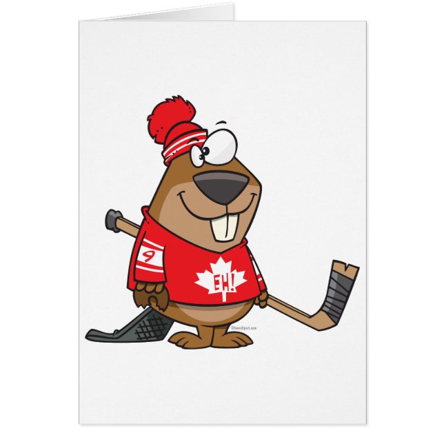 silly canadian hockey beaver cartoon (Front)
