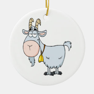 silly cartoon billy goat ceramic tree decoration