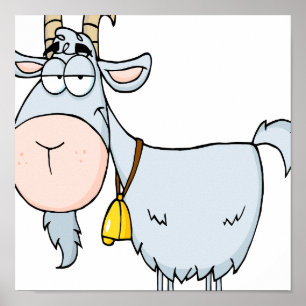 silly cartoon billy goat poster