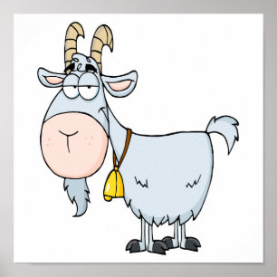 silly cartoon billy goat poster