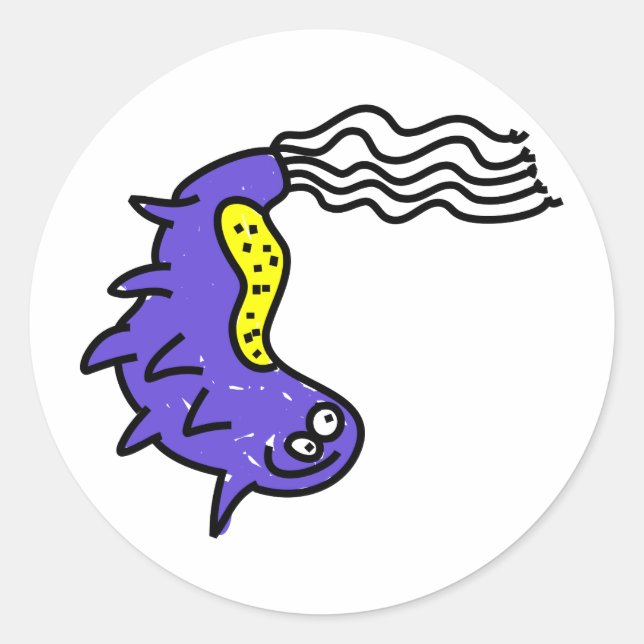 Silly Cartoon Germ Classic Round Sticker (Front)