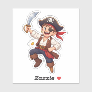 Silly Cartoon Pirate Custom-Cut Vinyl Sticker
