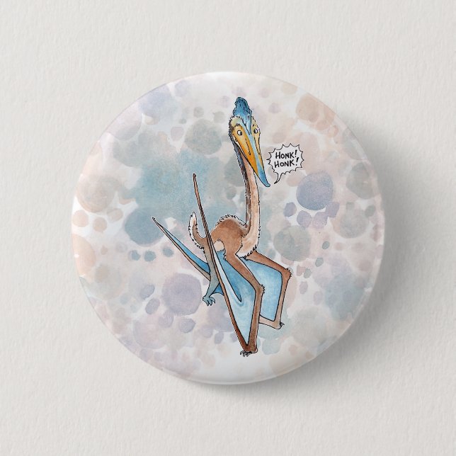 Silly Cartoon Quetzalcoatlus Pterosaur 6 Cm Round Badge (Front)