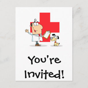 Silly Cartoon Vet Veterinarian Invitation