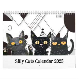 Silly Cat Black And White Calendar