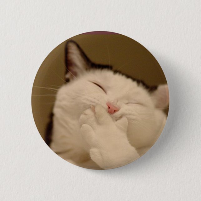 Silly Cat Buton 6 Cm Round Badge (Front)
