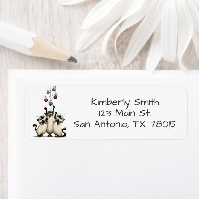 Silly Cat Christmas Address Return Address Label (Insitu)
