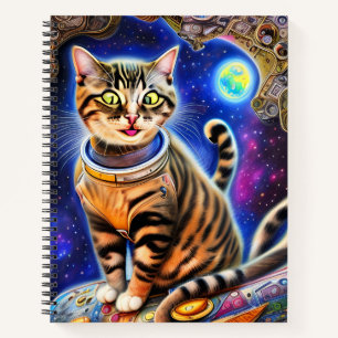 Silly Cat in Space World Meme Artwork Notebook