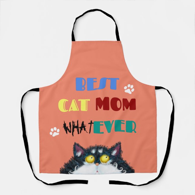 Silly Cat Mum Humour Design for Kitty Parents Apron (Front)