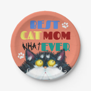 Silly Cat Mum Humour Design for Kitty Parents Paper Plate