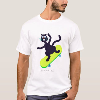 silly cat on skateboard T-Shirt