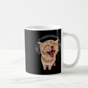 Silly Cat With Headphones Coffee Mug