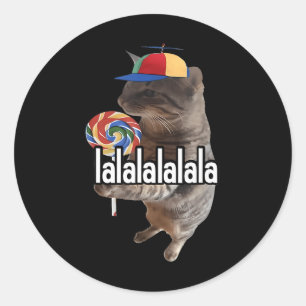 Silly Cat With Lollipop Meme  Classic Round Sticker