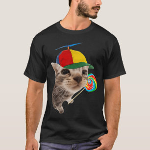 Silly Cat with Lollipop Meme friend T-Shirt