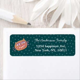 Silly cheshire cat dark green Christmas address Return Address Label