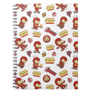 Silly Chibi Iron Man Seamless Pattern - Superhero Notebook