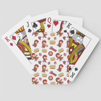 Silly Chibi Iron Man Seamless Pattern - Superhero Playing Cards