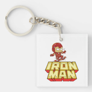 Silly Chibi Iron Man Skateboarding  Key Ring