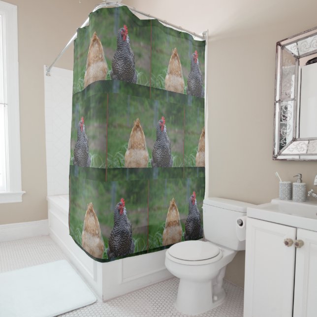 Silly Chicken Shower Curtain (In Situ)