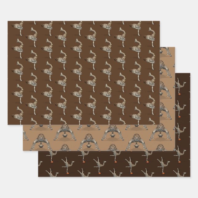 Silly Childish Giraffes Wrapping Paper Sheet (Set)