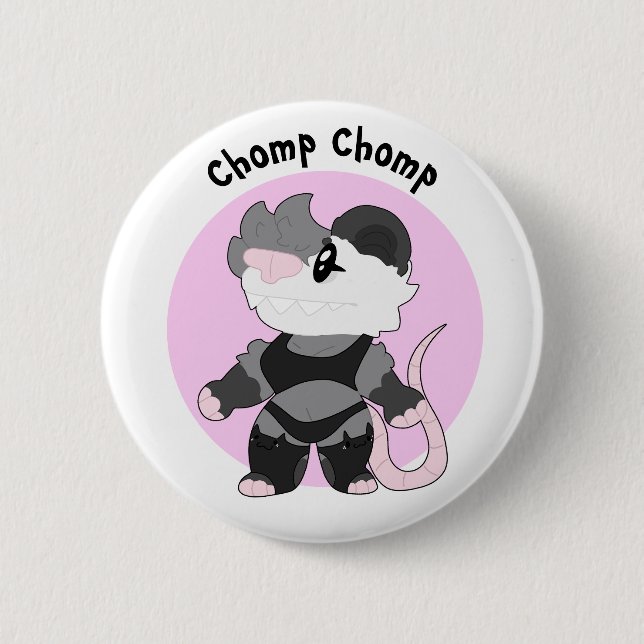 Silly Chomp, Anthropomorphic Furry Possum Button (Front)