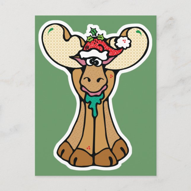 silly christmas moose holiday postcard (Front)